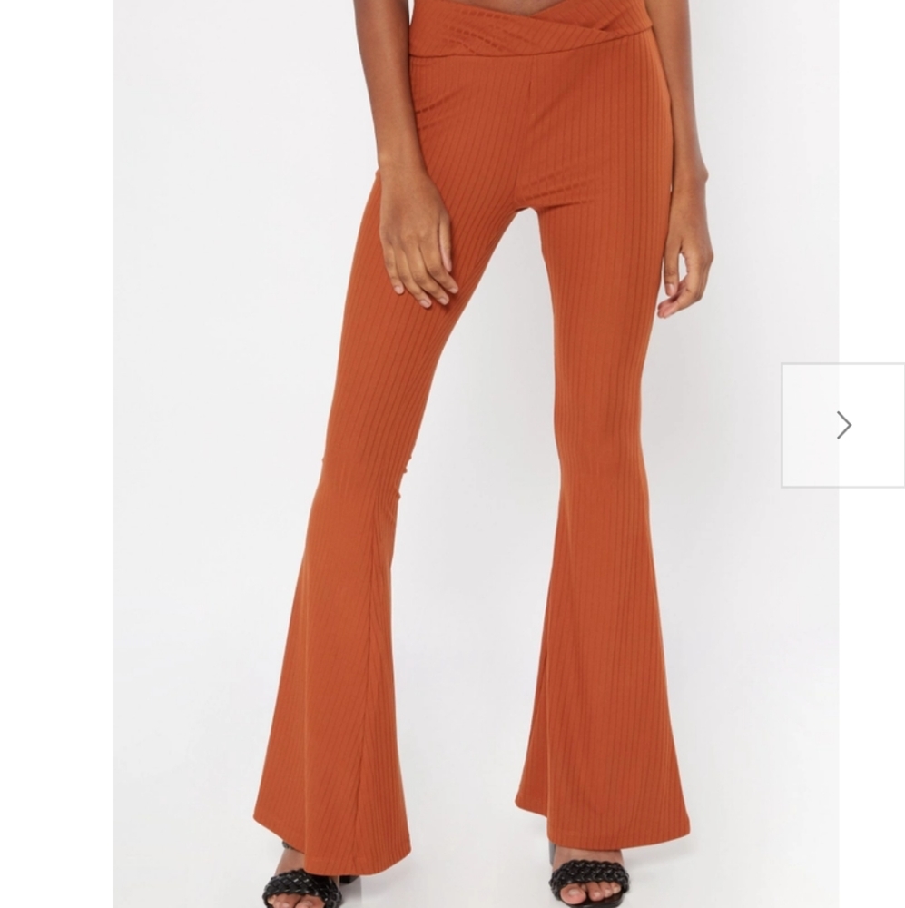 L orange bell bottom pants
